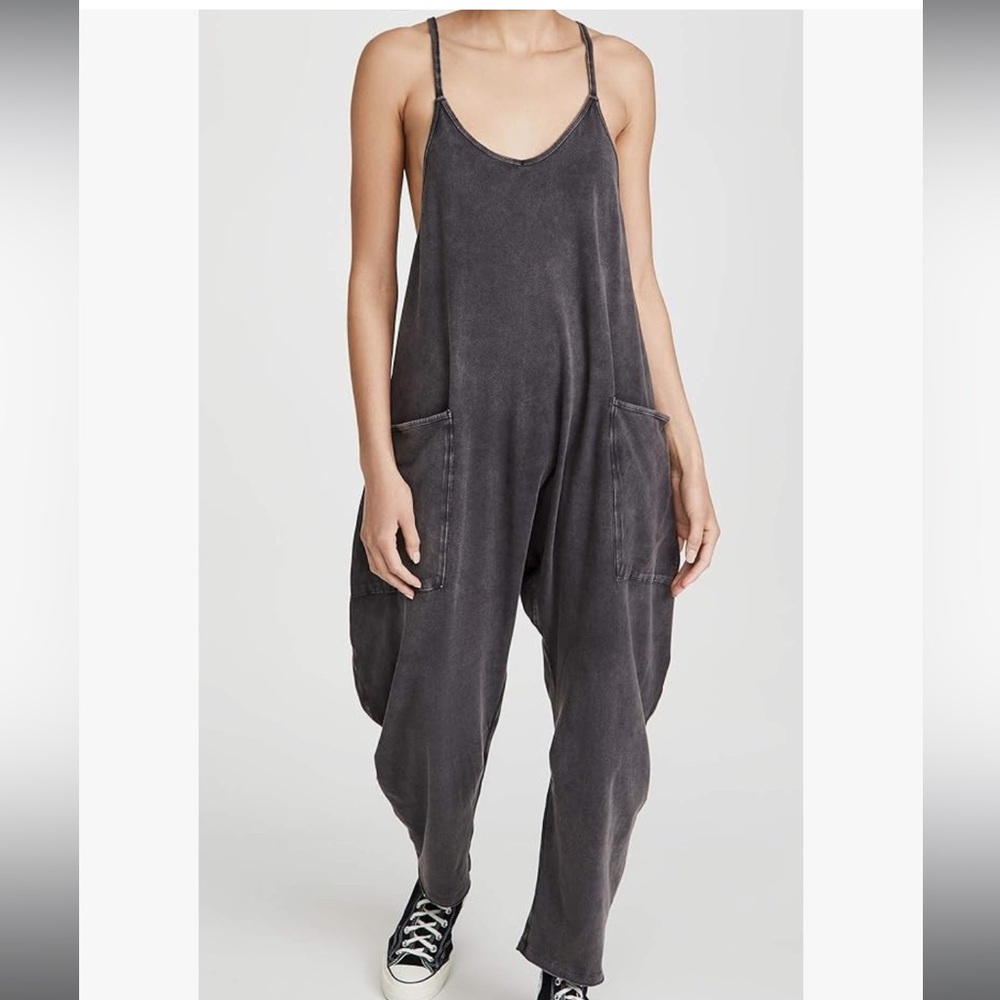 Free People Washed Charcoal Scoop-Neck Jumpsuit - Picture 2 of 14